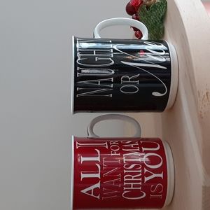 Naughty Nice All I Want For Christmas Black Red Holiday Black Red Coffee Mug Set
